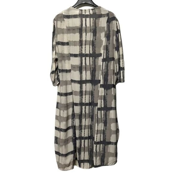 RISONA Semi-Sheer Check Lantern Midi Dress M - Picture 6 of 10